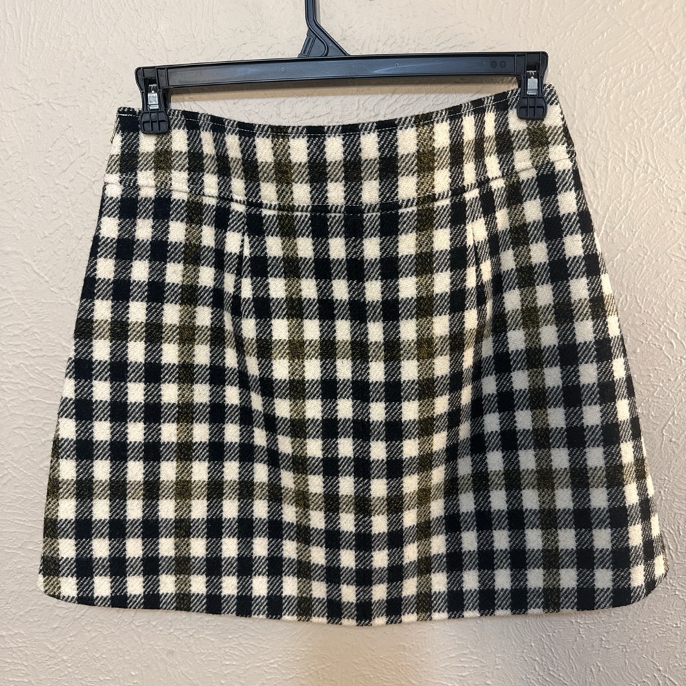 J. Crew Wool Black and White Checkered Mini Skirt - Picture 6 of 6